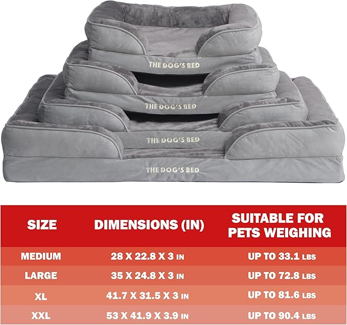 The Dog’s Bed, Orthopedic Standard Foam Waterproof Dog Bed with Standard Support, XXL Silver Grey Plush, Waterproof, Supportive Dog Bed with Replaceable Covers, Veterinary Approved-Mewly Pet