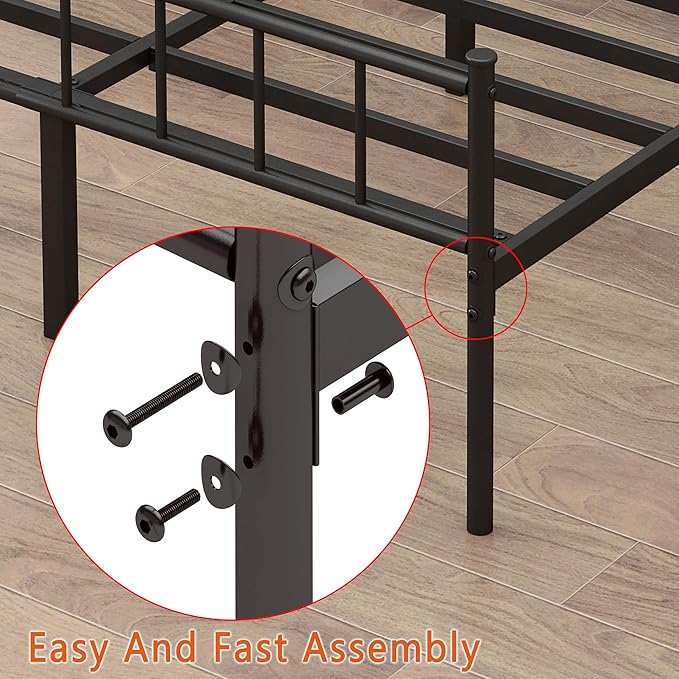 California King Bed Frame-Classic Metal Platform Bed Frame,Mattress Foundation with Steel Slat Support,Under Foundation Storage,No Box Spring Needed, Easy Assembly,California King Size
