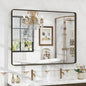 40x30 Bronze Framed Bathroom Mirror, Brushed Bronze Metal Vanity Mirror, Bronze Rectangle Mirror for Wall, Rounded Corner, Tempered Glass, Anti-Rust, Shatterproof (Horizontal/Vertical)