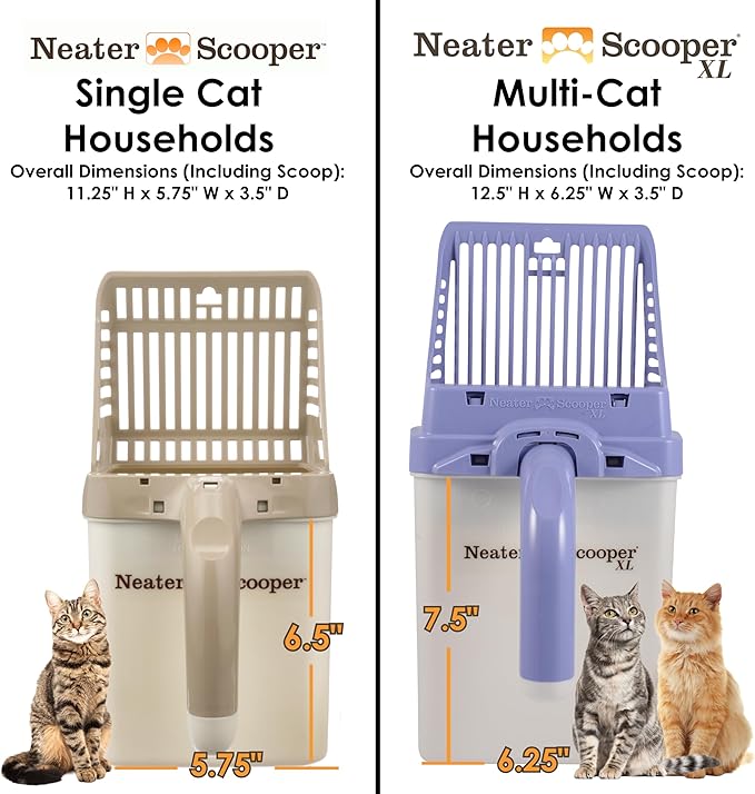 Neater Pet Brands Neater Scooper XL Cat Litter Scoop, 195 Refill Bags – Extra-Large Capacity Mess-Free Cat Litter Scooper with Bag for Large & Multiple Cats, Spill-Proof Litter Box Scooper with Holder-Mewly Pet