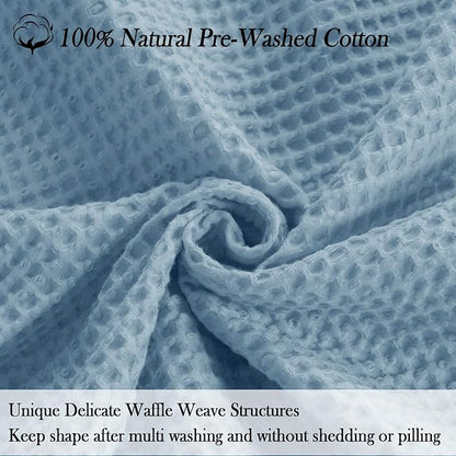 PHF 100% Cotton Waffle Weave Blanket King Size for Bed,Snag Proof Lightweight Breathable Moisture-wicking Throw for Couch,Great for Layering in Cold Weather,Machine Washable,Home Decor Gift-Dusty Blue