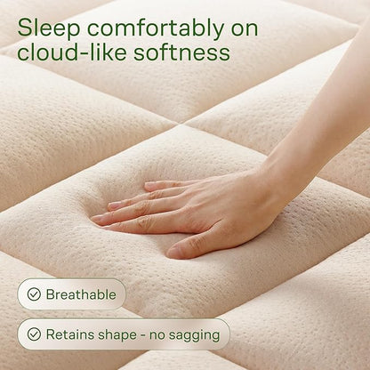 Ultra Soft Full Size Mattress Topper - Viscose Made from Bamboo Pillow Top Mattress Pad for Back Pain Relief - Naturally Cooling for Hot Sleepers, Beige