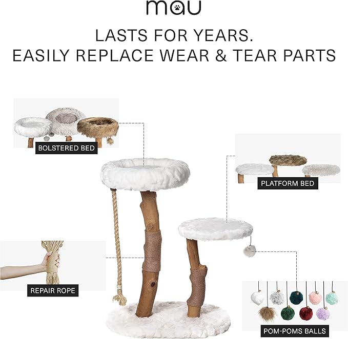 MAU Modern Cat Tower - Wooden Cat Scratching Tree & Condo - Luxury Collection - Cat Lovers Gift-Mewly Pet