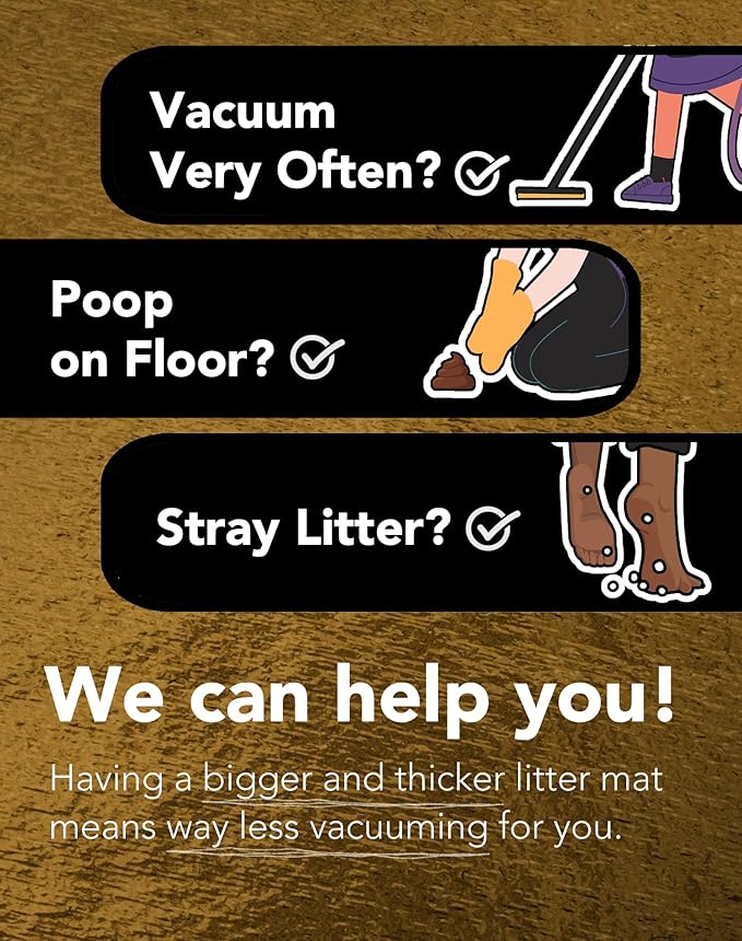 Lukamoo® Cute Cat Litter Mat (30’’x20’’), Large/L, for Kitty Litter & Cute Cat Litter Box, Litter Trapping Mat (Grey Tabby)-Mewly Pet