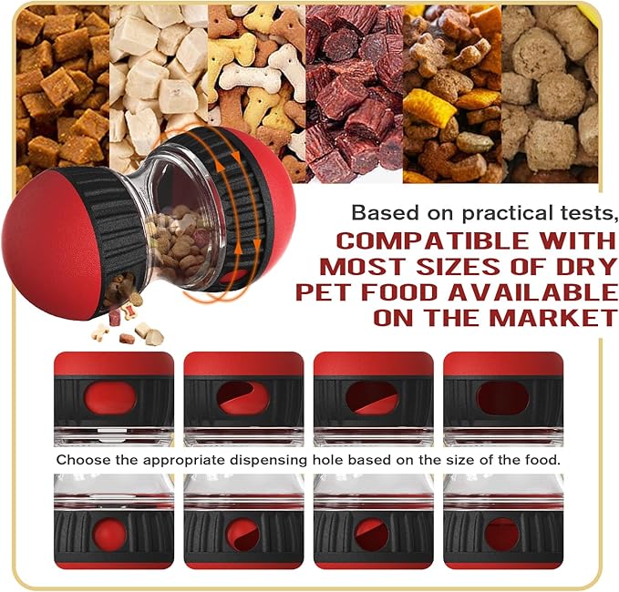 Dog Food Puzzle Toy Adjustable Treat Dispensing Food Dispenser Slow Feeder Bowls Puppy Enrichment Toy Ball Dog Interactive Chase Training Toys for Small Medium Large Dogs-Mewly Pet