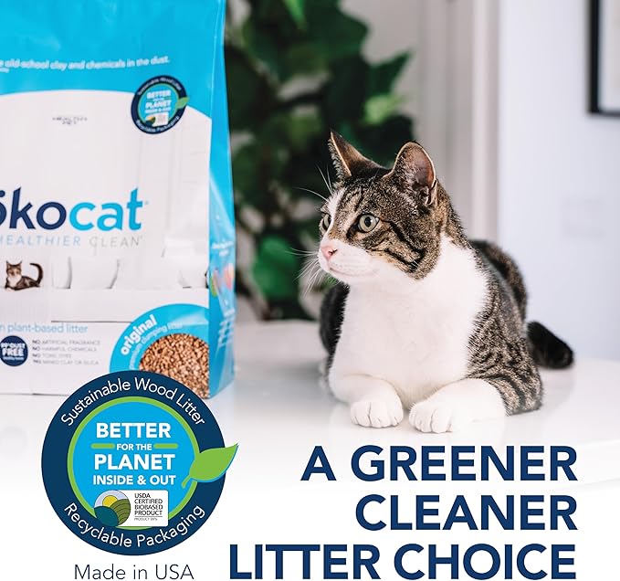 ökocat Original Low-Dust Natural Wood Clumping Cat Litter with Odor Control 16.6 lbs Large-Mewly Pet