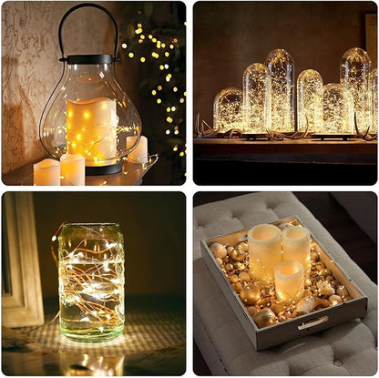 Fairy Lights CR2032 Battery Operated,6.6Ft/2Meter 20 LEDs Micro Silver Wire String Lights for Bedroom Christmas Party Wedding Decoration (Warm White, 6 Pack)