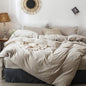 MooMee Bedding Duvet Cover Set 100% Washed Cotton Linen Like Textured Breathable Durable Soft Comfy (Heathered Tannish Linen Grey, Super Queen 90"x98")