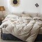 MooMee Bedding Duvet Cover Set 100% Washed Cotton Linen Like Textured Breathable Durable Soft Comfy (Heathered Tannish Linen Grey, Cal King 104"x98")