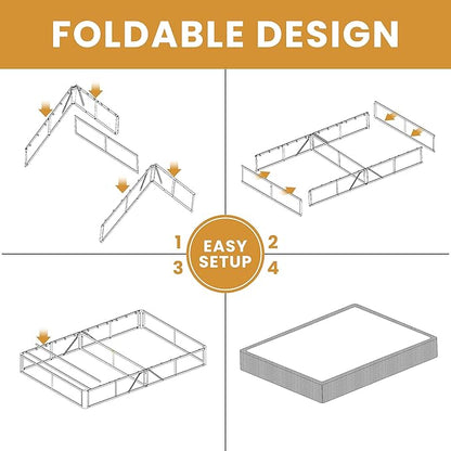 MAF 10 Inch Twin Box Spring, High Profile Box Spring Twin Siz 3500 lbs Black Heavy Duty Metal Mattress Foundation with Easy Clean Fabric Cover, Easy Assembly