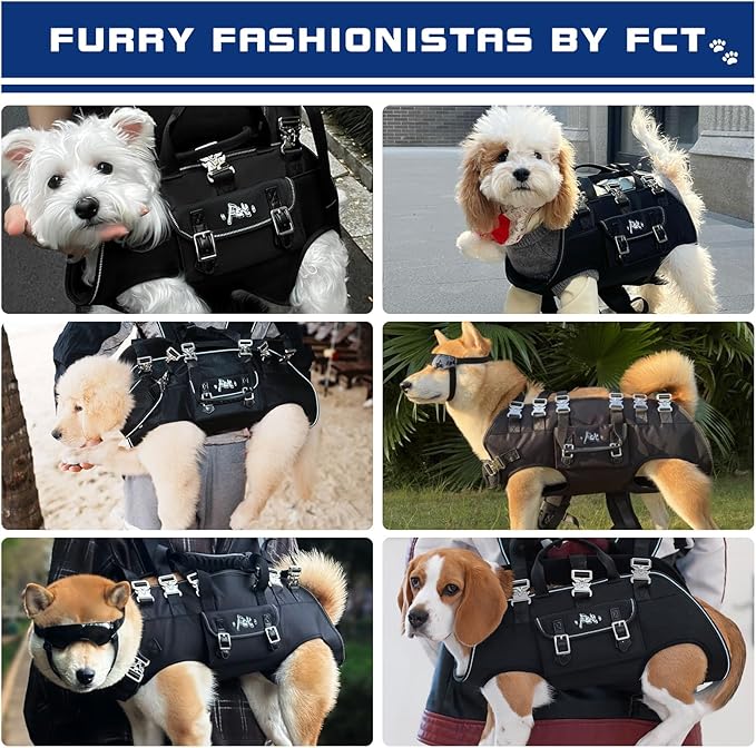 Dog Backpack Carrier - Spine-Friendly for Large Dogs(24-35lbs) Horizontal Design Dog Carrier with Adjustable Back Straps for Joint Injuries, Arthritis, Ideal for Stairs, Elderly Dogs(Size XL)-Mewly Pet