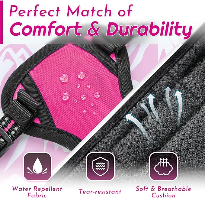 Eagloo Small Dog Harness No Pull, Service Vest with Reflective Strips and Control Handle, Adjustable and Comfortable for Easy Walking, No Choke Pet Harness with 2 Metal Rings, Rose Red, XS-Mewly Pet