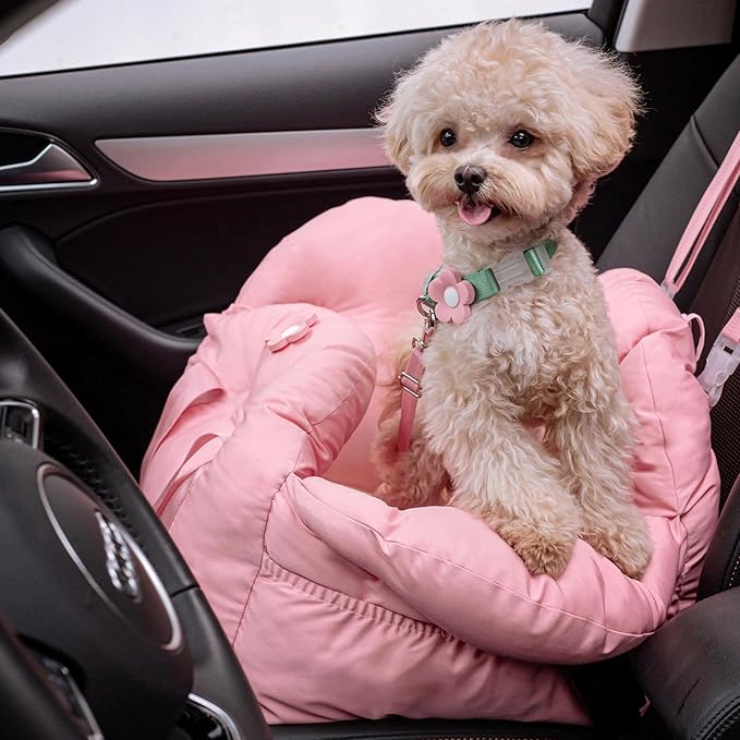 VETRESKA Dog Carrier Dog Car Seat for Small Dogs - Washable Cat Carrier Portable Puppy Bed for Car Seat of Easy Installation Pet Travel Carrier Bed with Storage Pocket & Safety Clip-On Leas-Mewly Pet