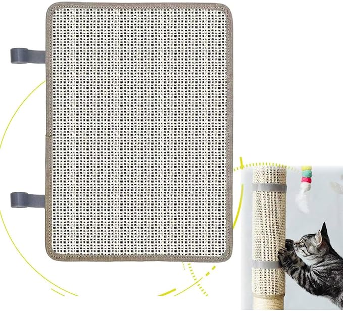 Cat Nail File Scratcher, Sisal Cat Scratch Pad Wrapped Around a Cat Scratcher Post or Cat Tower, Cat Nail File with 80 Aluminum Oxide Grit, to Help Protect Furniture and Help Trim Cat's Nails-Mewly Pet