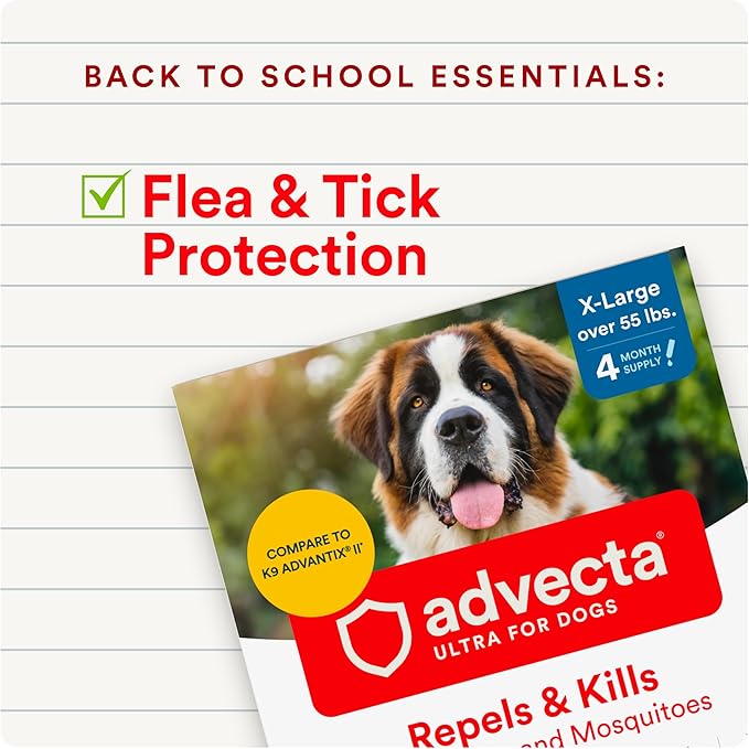 Ultra Flea and Tick Prevention for Dogs - Dog and Puppy Treatment and Control - Mosquito Repellent - XL, Fast Acting Waterproof Topical Drops, 6 Month Supply-Mewly Pet