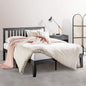 Mellow Marley 14 Inch Solid Wood Platform Bed with Paneled Headboard, Ebony Black, Queen