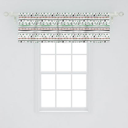 Ambesonne Tribal Window Valance, Style Traditional Aztec Pattern Old Fashioned Hippie Boho Influences, Curtain Valance for Kitchen Bedroom Decor with Rod Pocket, 54" X 18", Sea Green