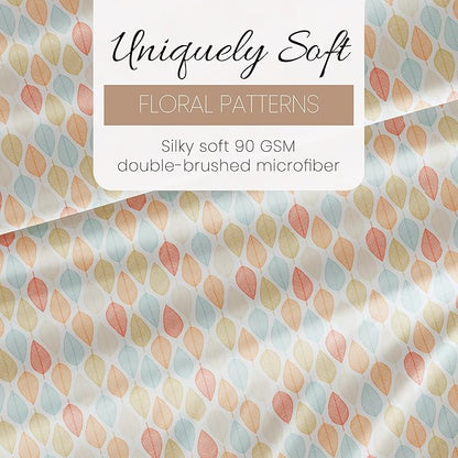 Linen Market Double-Brushed Patterned Microfiber Queen Sheet Set 4 Piece – Oeko-TEX Certified Ultra Soft & Wrinkle-Free - 16" Deep Pocket Sheets - Easy Care Queen Size - Fall Foliage Yellow
