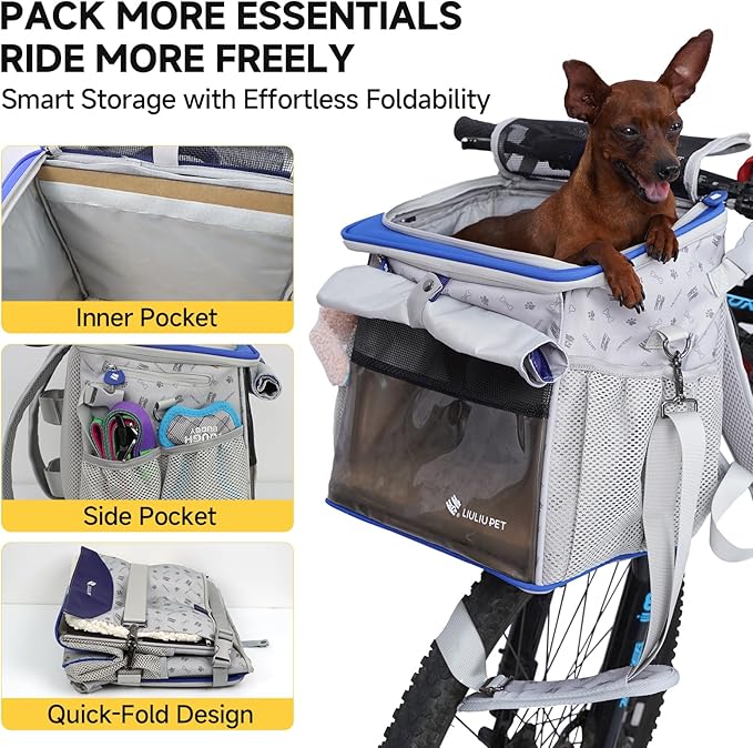 Cat and Dog Backpack Carrier, Breathable Cycling Pet Bag with Mesh Ventilation, Portable Outing Traveling Pet Bag with Top Waterproof Fabric for Small, Medium Cats, Small Dogs, Blue-Mewly Pet