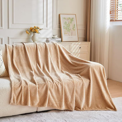 NEWCOSPLAY Super Soft Throw Blanket Brown Premium Silky Flannel Fleece Leaves Pattern Lightweight Bed Blanket All Season Use (Brown, Throw(50"x60"))