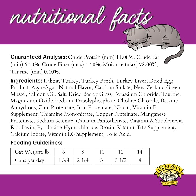 Dr. Elsey's cleanprotein Original Rabbit & Turkey Recipe Wet Cat Food, (Pack of 24), 2.75oz Cans-Mewly Pet