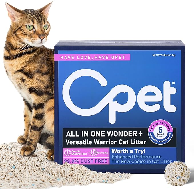 OPET Mixed Tofu Cat Litter - 18lb Strong Clumping Litter, Mixed Tofu and Bentonite, 99.9% Dust Free and Flushable Cat Litter, Natural Sustainable Ingredients Odor Control, Low Tracking（18lb, Fresh）-Mewly Pet