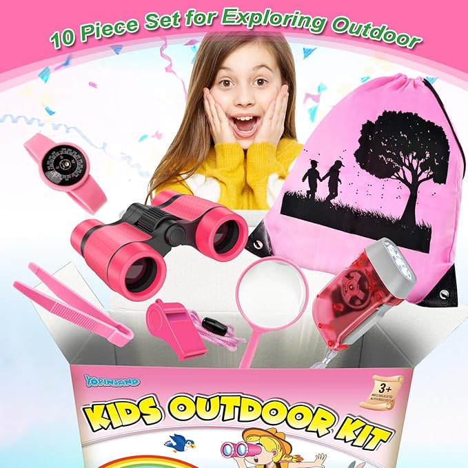 Kids Explorer Kit & Bug Catcher Kit, Camping Gear for Kids, Outdoor Exploration Set with Backpack & Binoculars, Ideal Outdoor Adventure Toys for Boys Girls 3-12-Mewly Pet