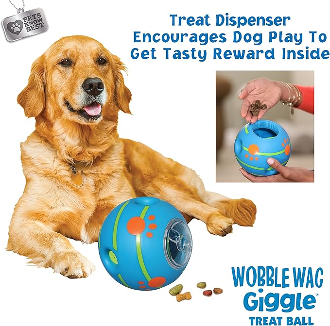 Wobble Wag Giggle Treat Ball- Interactive Dog Toy & Treat Dispenser, Fun Giggle Sounds When Rolled or Shaken, Great for Dogs Pets Know Best-Mewly Pet