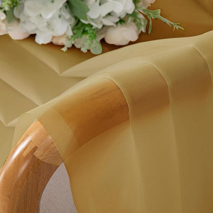 OVZME Gold Sheer Curtains 72 Inches Long 2 Panels - Soft Light Filtering Window Sheer Panels for Living Room/Bedroom, Top Dual Rod Pocket, 1 Pair, Each 42Wx72L Inches