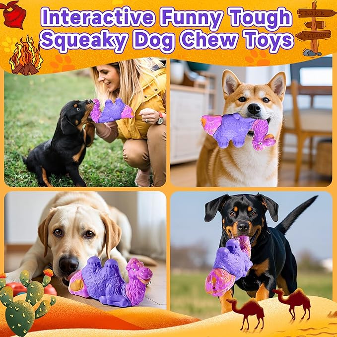 Tough Dog Chew Toys for Aggressive Chewers, Squeaky Indestructible Dog Toy To Keep Them Busy, Interactive Large Chew Toy for Dogs Medium Small, Durable,Reduce Boredom,Puppy Teeth Cleaning Milk Flavor-Mewly Pet