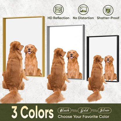 Suidia Bathroom Mirror, 24" x 32" Wall Mirror Metal Framed, Bathroom Vanity Mirror for Living Room Bedroom Bathroom Entryway, Black, Rect Corner Style