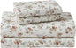 Laura Ashley - Flannel Sheets Queen Size, Anti-Pilling & Wrinkle Resistant Cotton, Touchably Soft for All-Season Comfort - Bed Sheets with Matching Pillowcases & Fitted Sheet (Le Fleur Orange)