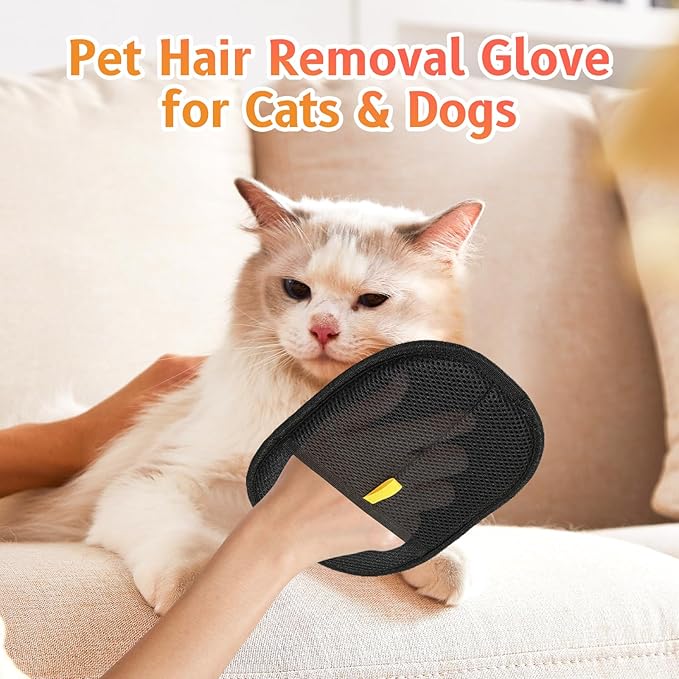 2pcs - Pet Hair Removel Glove for Cats & Dogs, Electrostatic Pet Hair Removal Gloves for Couch, Cat Grooming Gloves, Reusable Cat and Dog Hair Removel for Sofas, Furniture, Carpets and Curtains-Mewly Pet