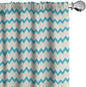 Ambesonne Teal Curtains, Horizontal Zigzag Lines Chevron Triangles Pattern Simple Classical Geometric Design, Window Treatments 2 Panel Set for Living Room Bedroom, Pair of - 28" x 95", Cream Teal