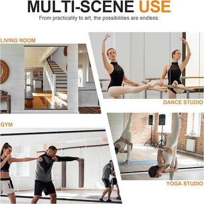 Delma Home Gym Mirror, 70''x24''x2PCS Black Wall Mounted Large Frameless Tempered Glass Wall Mirror for Home Gym, Garage, Bedroom, Bathroom