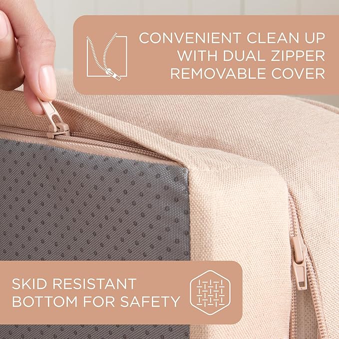 TOWN & COUNTRY EVERYDAY CuddleTown Comfy Solid Bolster Sofa Pet Bed, Supportive & Calming Egg Crate Foam, Non-Slip Bottom, Machine Washable Cover, Warm Taupe, Medium 28"x23"x8"-Mewly Pet