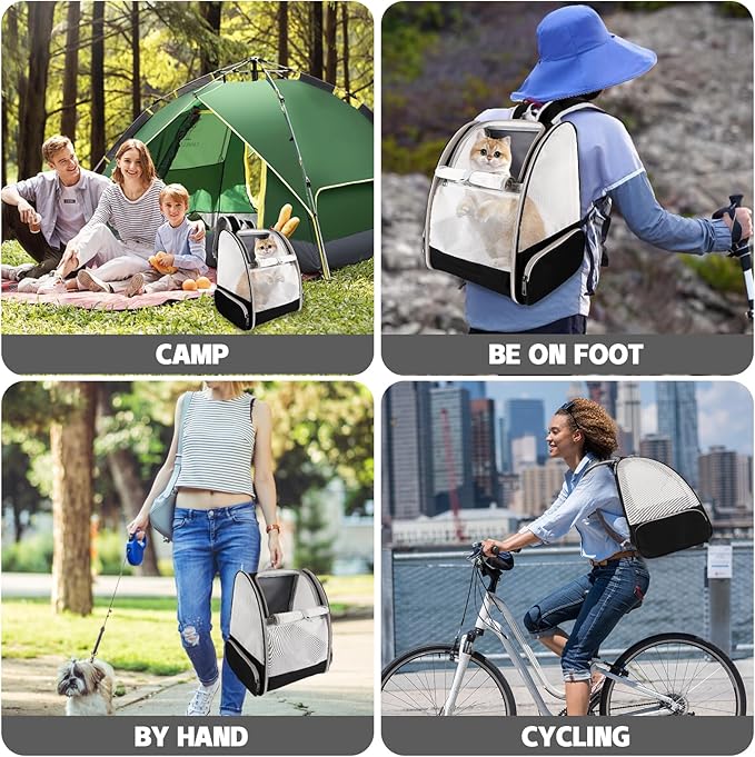 Cat Backpack Carrier,Pet Carrier Airline Approved for Small Dog Cat Puppy Kitten Bunny,Ventilated Mesh Design Animal Backpack for Hiking Camping Travel Bag (Black)-Mewly Pet