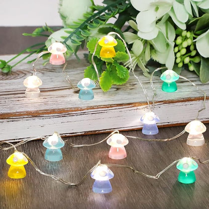 Impress Life Mushroom String Lights, 10FT 40LEDs Battery Operated or USB Powered Fairy Lights, Cute Mushroom Gifts for Indoor Outdoor Garden Party Wedding Decor