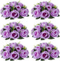 NUPTIO Artificial Flower Centrepieces for Tables - 6 Pcs Lilac Fake Flowers Roses Balls 9.5in Diameter - Silk Faux Rose Arrangement for Wedding Party Centerpiece Table Decor