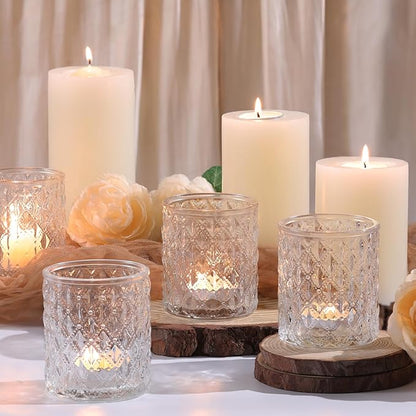 12Pcs Large Votive Candle Holders 2.8 * 3.2in Clear Tea Light Candle Holders Glass Candle Holder for Bridal Shower, Wedding, Table Centerpiece, Party, Home Decor