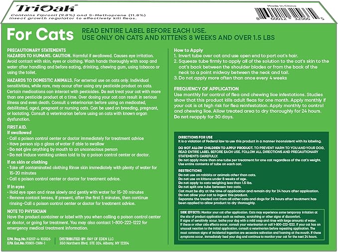 Flea and Tick Prevention for Cats: Flea & Tick Topical for Cats Over 1.5lbs, 6 Dose Flea and Tick Control/Prevention for 6 Months (6 Pack)-Mewly Pet