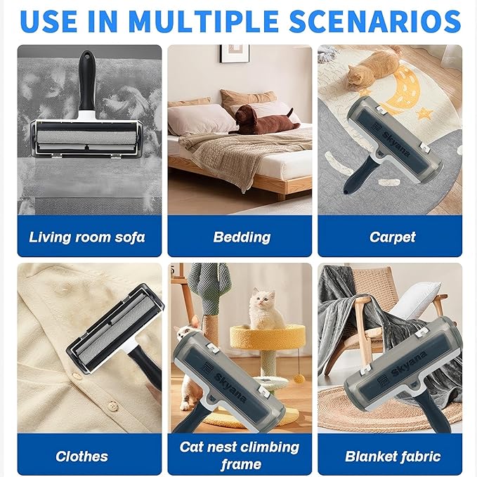 SKYANA Pet Hair Remover Roller Brush, Self-Cleaning Lint Roller for Dogs and Cats.hair removal for Fourniture,Couch,Carpet,Clothing,and bedding,portable,multiple surface.Removal tool.Lint Roller-Mewly Pet