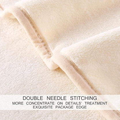 HOZY Soft Blanket King Size Fleece Warm Fuzzy Throw Blankets for The Bed Sofa Lightweight 350GSM Ivory 90"*108"