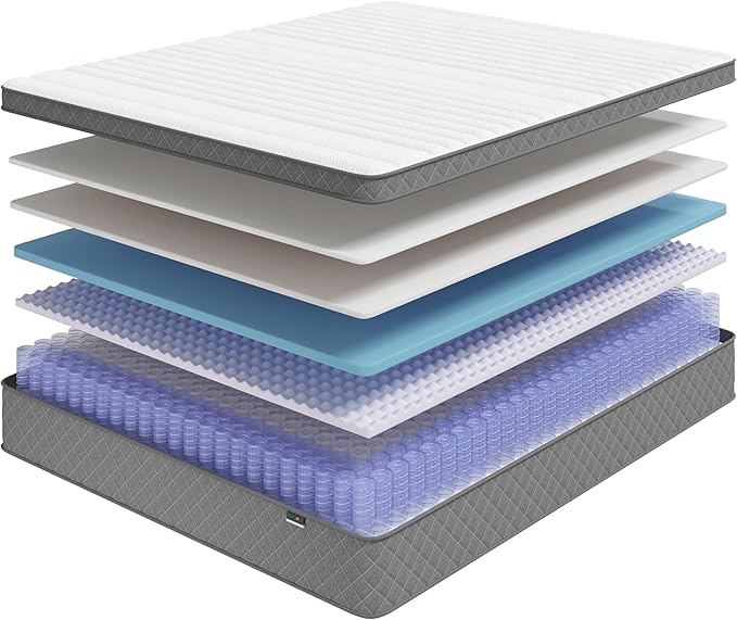 PurrJoys Queen Mattress, 12 Inch Cooling-Gel Memory Foam and Pocket Spring Hybrid Mattress, Queen Bed Mattressess in a Box, CertiPUR-US Certified, Medium Firm