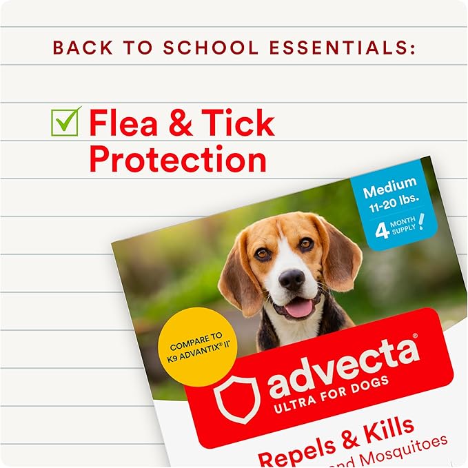 Ultra Flea And Tick Prevention For Dogs - Dog and Puppy Treatment and Control - Mosquito Repellent - Medium, Fast Acting Waterproof Topical Drops, 4 Month Supply-Mewly Pet