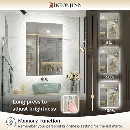 Keonjinn LED Backlit Mirror 96” x 36” Oversized Lighted Bathroom Mirror with UL Listed LED Driver, Large Stepless Dimmable Wall Mirror, Tempered Glass, CRI90+ Anti Fog Vanity Mirror with Backlights