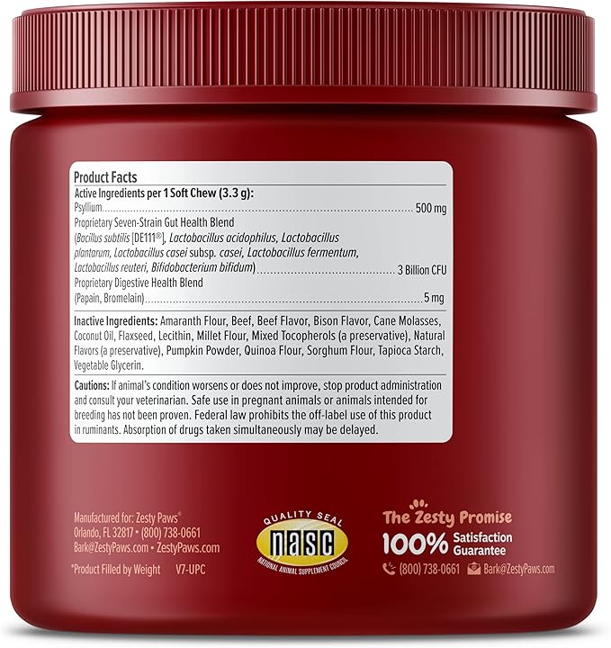 Zesty Paws Probiotics for Dogs, Digestive Enzymes Gut Flora, Digestive Health, Diarrhea & Bowel Support, DE111, Dog Probiotics Soft Chew for Pet Immune System, Chicken, 90 Ct-Mewly Pet