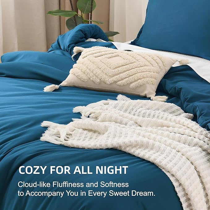 Litanika Teal Comforter California King Size, 3 Pieces Cal King Turquoise Lightweight Solid Bedding Comforter Set, All Season Fluffy Bed Set (104x96In Comforter & 2 Pillowcases)