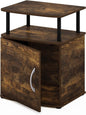 Furinno Jaya End Side Sofa Table/Nightstand with Door, Amber Pine/Black