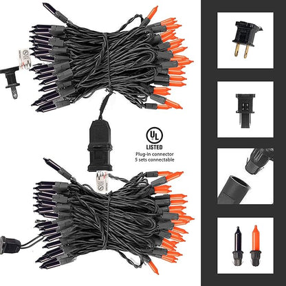 Dazzle Bright Purper and Orange Halloween Lights, 40FT 200 Count Mini String Lights, Waterproof Halloween Decorations for Outdoor Indoor Patio Home Party Garden Yard Decor